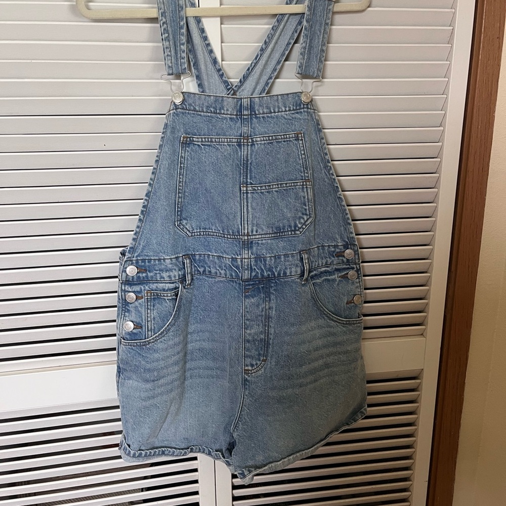 Quince Light Wash Organic Denim Overalls